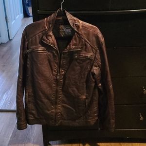 Buckle black washed faux leather jacket